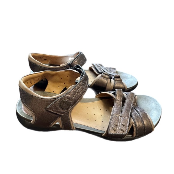 Clarks Shoes - Clarks Unstructured Sandals Women 9.5 Pewter Metallic Leather Excellent 26105777
